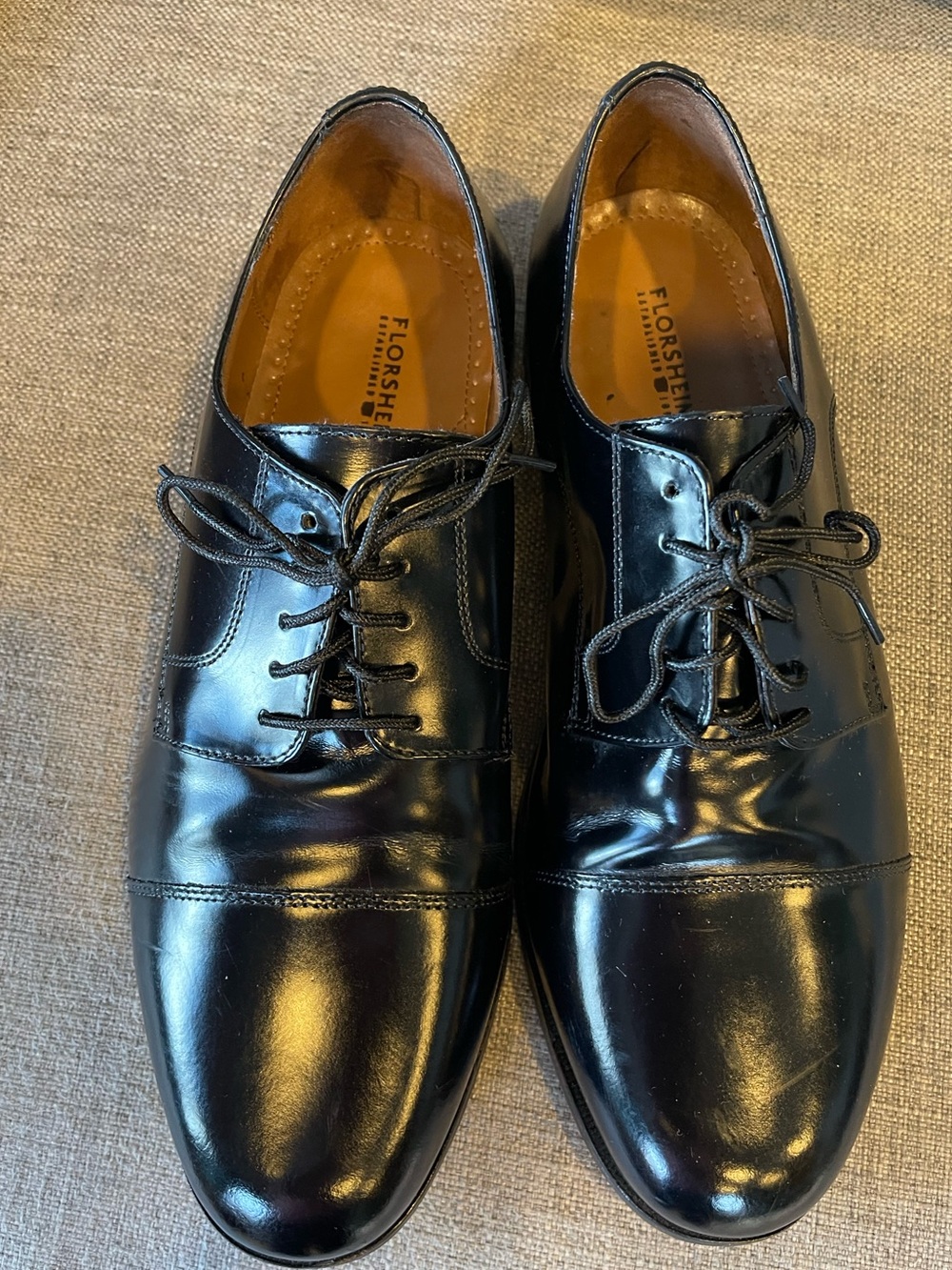 Florsheim Black Cap-Toe Lace-Up Derby Oxfords Size 11.5 3E